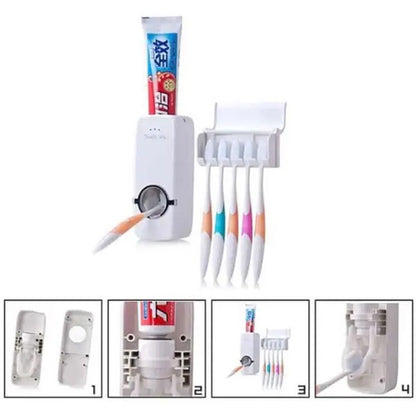 Automatic Toothpaste Dispenser With Toothbrush Holder