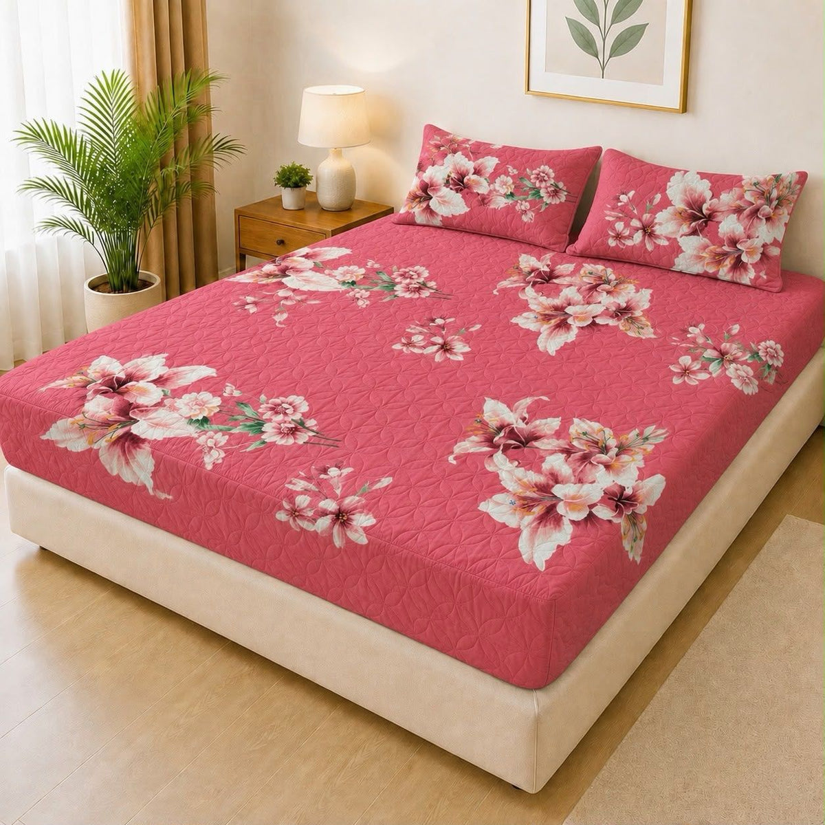 Printed Fancy Quilted Waterproof Mattress Protector Set
