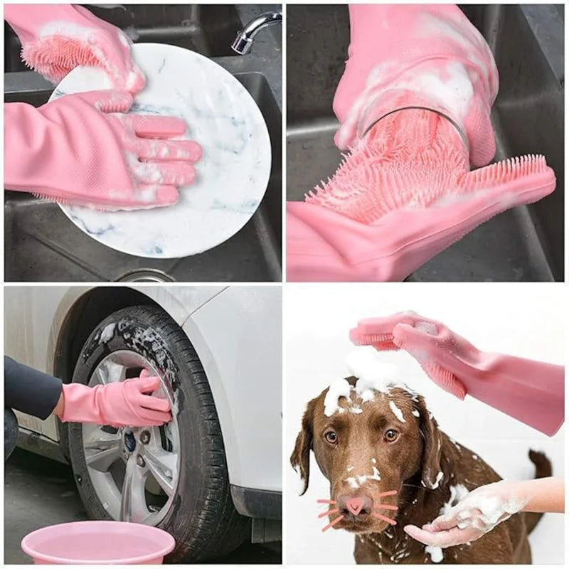 Silicone Gloves with Wash Scrubber