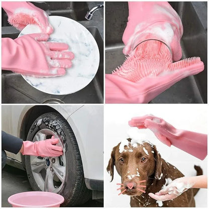 Silicone Gloves with Wash Scrubber