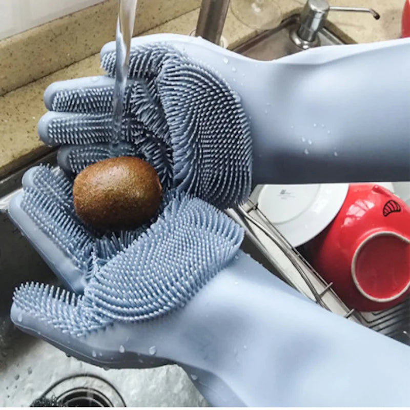 Silicone Gloves with Wash Scrubber