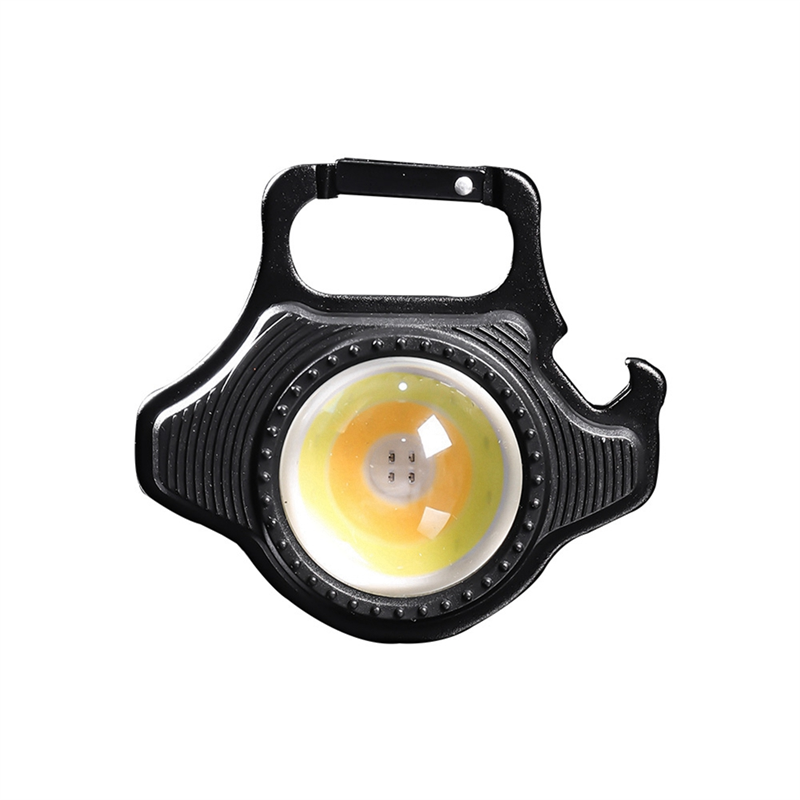 COB Rechargeable Keychain Light with Built-in Battery, Type-C Charging, Bottle Opener, Battery Indicator, Magnet &amp; 6 Lighting Modes